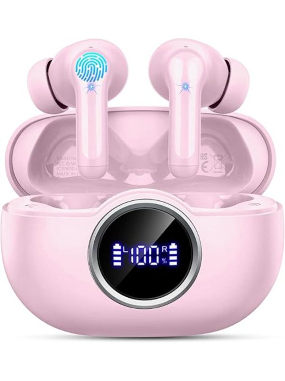 Pink Wireless Earbuds Bluetooth Headphones Android Ios Sport Workout